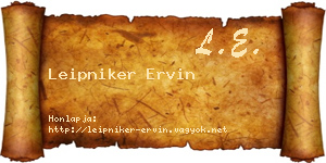 Leipniker Ervin névjegykártya